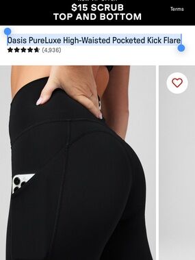 Fabletics Black High-Waisted Pocketed Kick Flare Leggings